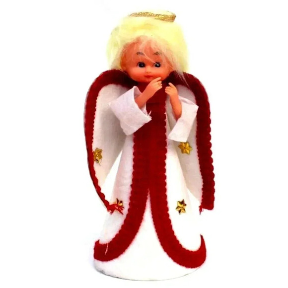 Vintage 1970s 1980s Angel W/ HALO Christmas Tree Topper Holiday - Picture 1 of 3